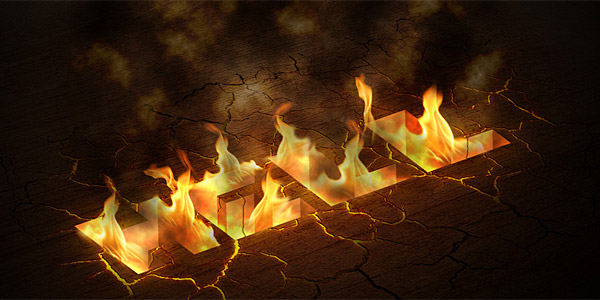Hell on flames text effect