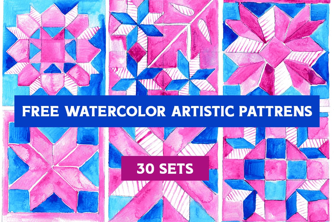 Download Free Versatile Watercolor Artistic Patterns – 30 Sets