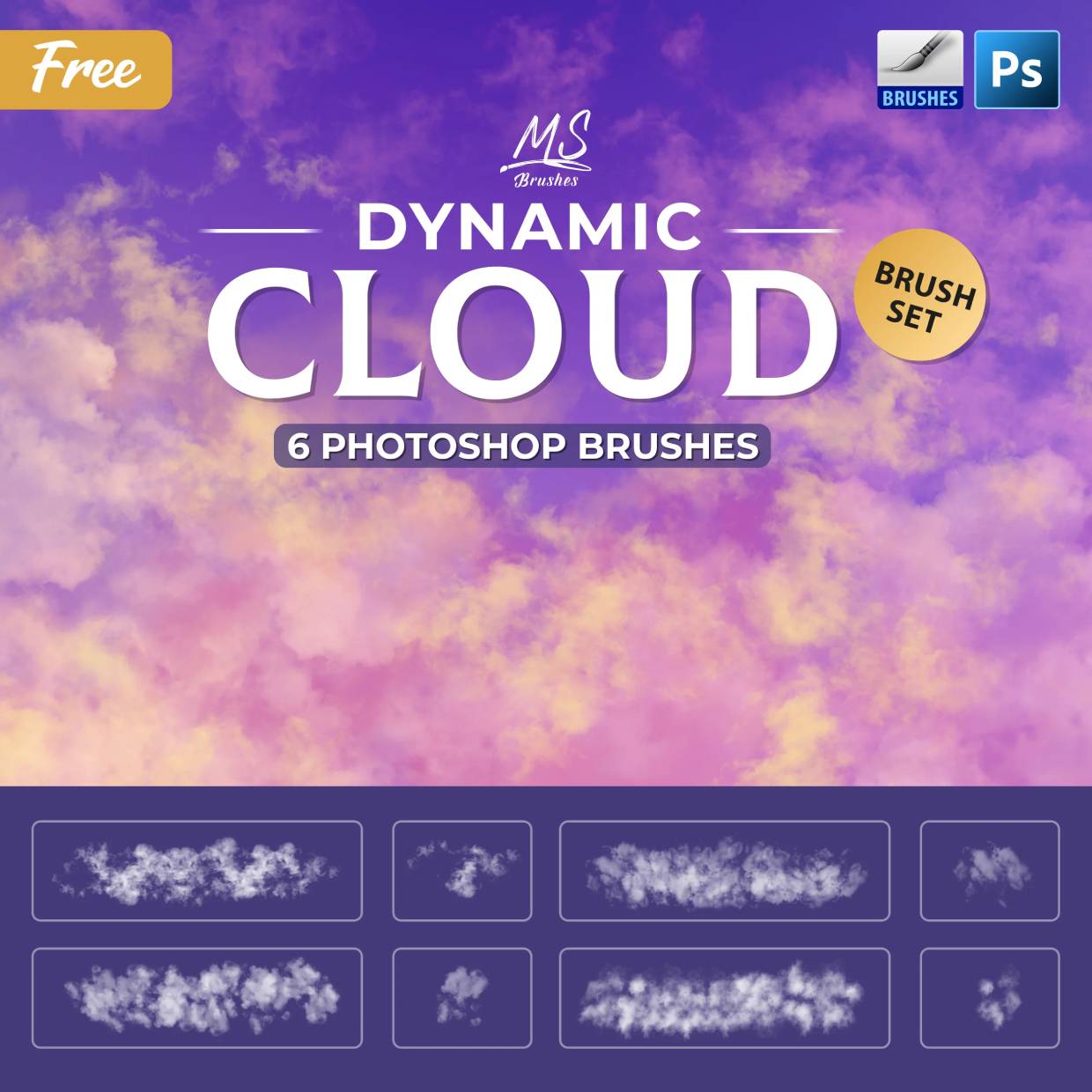 Free Dynamic Cloud Photoshop Brushes Set