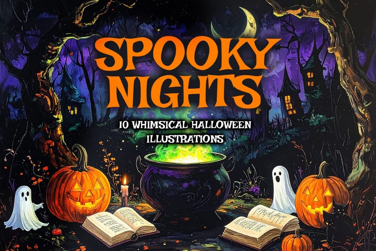 Spooky Nights: 10 Free Whimsical Halloween Illustrations