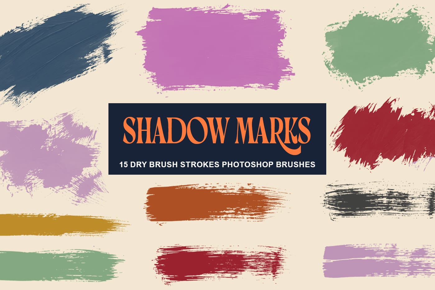 Shadow Marks: 15 Free Dry Brushstrokes Photoshop Brushes