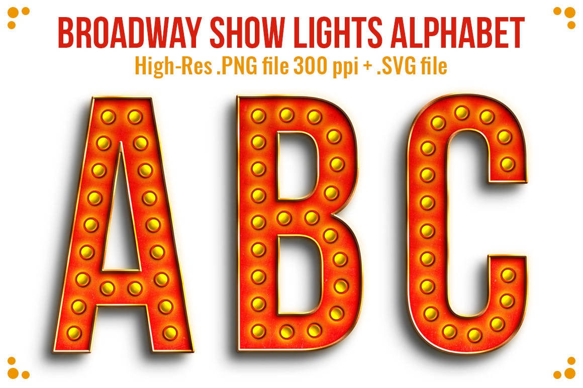 Broadway Marquee Light Bulbs Alphabet