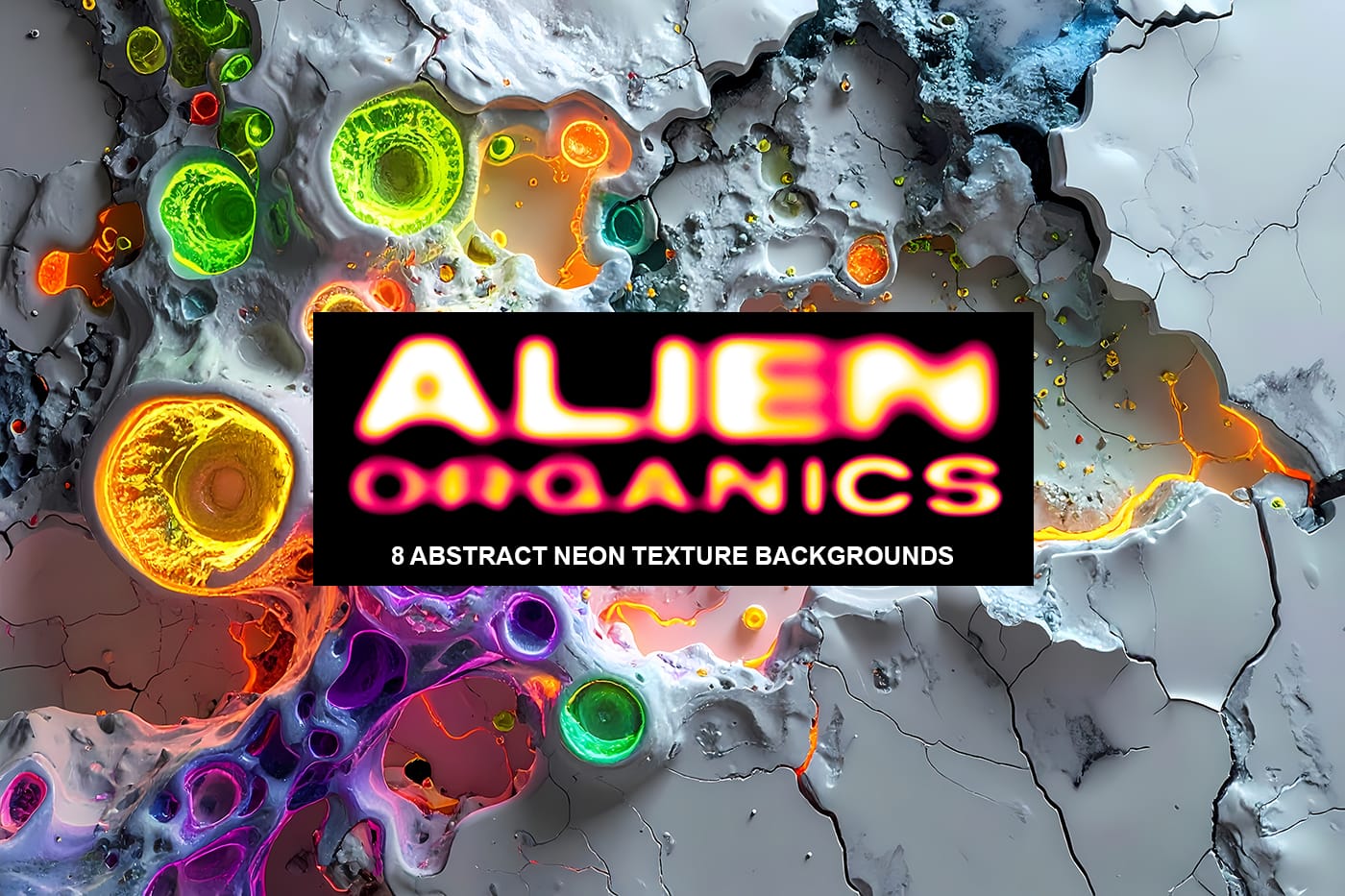 Alien Organics: 8 Abstract Neon Texture Backgrounds