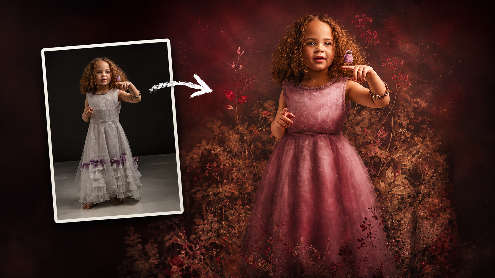 How to Use Floral Appliqué PNGs to Create Fine Art Portraits in Photoshop