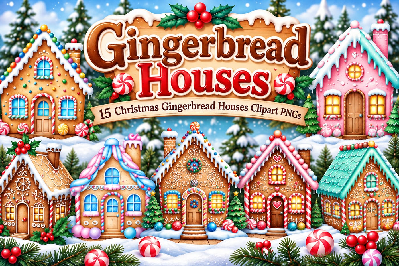 Gingerbread Houses: 5 Free Christmas Gingerbread Houses Clipart