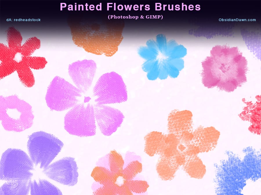 Painted Flowers Photoshop Brushes