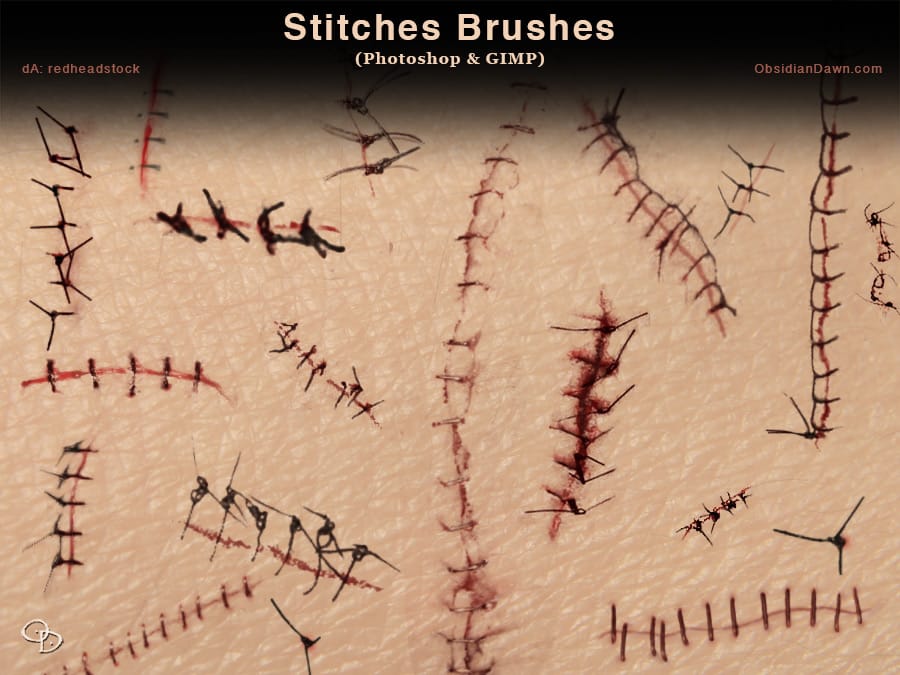 Stitches and Sutures Photoshop Brushes